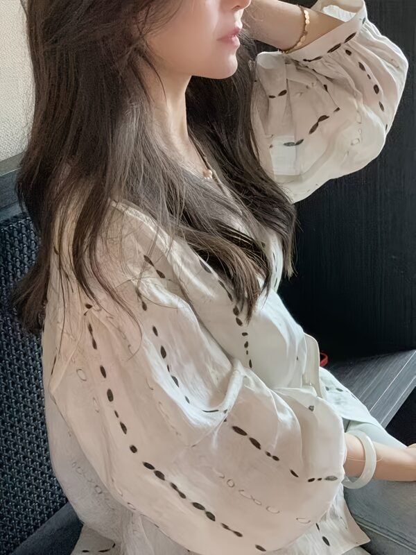 French-Style New Drop Print Shirt for Women