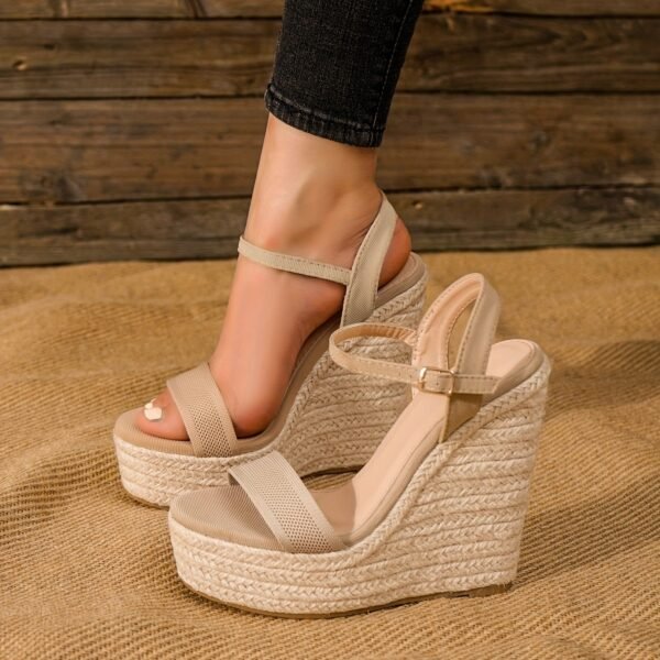 Woven Rope Wedge Sandals Boho Summer Platform Heels