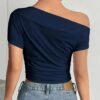 Trendy Off-Shoulder Asymmetrical Tee Stylish Women’s Casual Top