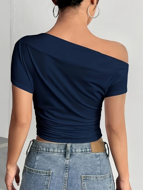 Trendy Off-Shoulder Asymmetrical Tee Stylish Women’s Casual Top