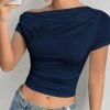 Trendy Off-Shoulder Asymmetrical Tee Stylish Women’s Casual Top
