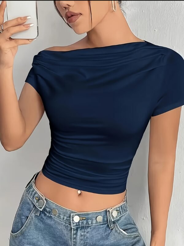 Trendy Off-Shoulder Asymmetrical Tee Stylish Women’s Casual Top