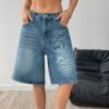 Vintage Wash Denim Shorts Loose Fit Wide-Leg Casual Bottom