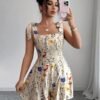 2d90b6011fc5452d93cc08ee1ed8ab27-goods.jpeg Women's Printed Bow Waist Holiday Jumpsuit Shorts