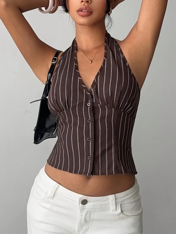 New Fashion Women's Striped Halter Neck Tank Top