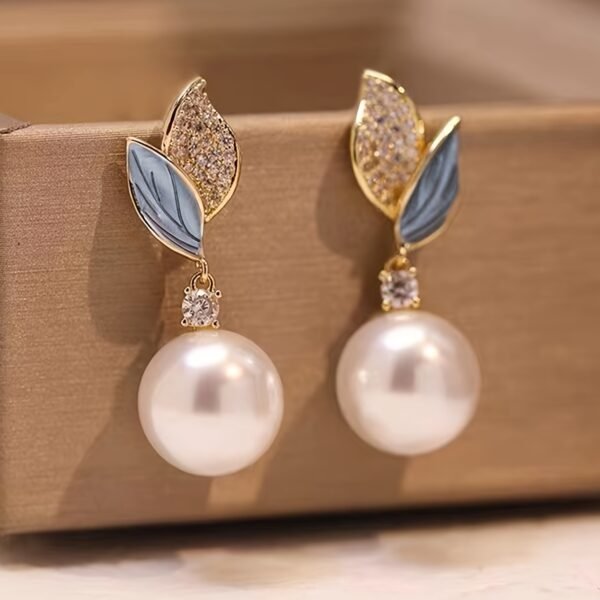 Leaf Pearl Drop Earrings Vacation Style Elegant Dangle Jewelry