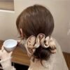 3852c020-f84e-4b2b-a9df-db08a16892fe.jpg Retro Satin Scrunchies Soft Frilly Ponytail Hair Ties (Multi-Color)