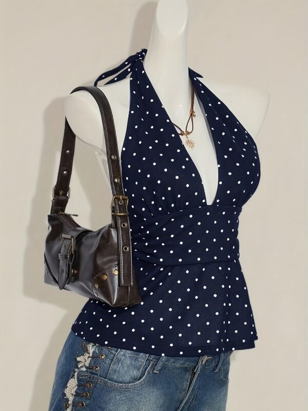3b6ff116-8c03-4cdf-9e20-c7e8a1726a44.jpg Women'S Polka Dot Print Ruffled Low-Plunge V-Neck Short Cami
