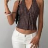 New Fashion Women's Striped Halter Neck Tank Top
