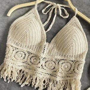 Women's Bohemian Fringe Backless Lapel Collar Outerwear