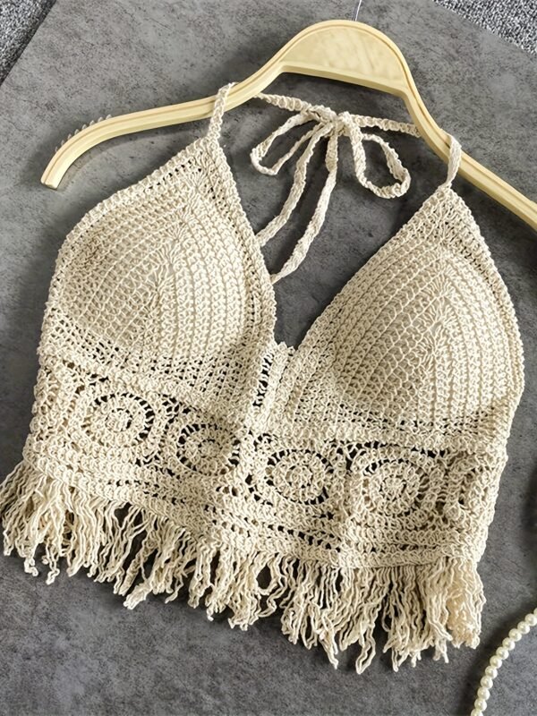 Women's Bohemian Fringe Backless Lapel Collar Outerwear