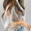 French-Style New Drop Print Shirt for Women