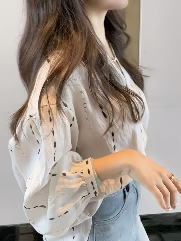 French-Style New Drop Print Shirt for Women