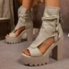 Retro Plus-Size High Heel Sandals Stylish Comfort Fit Heels