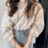 French-Style New Drop Print Shirt for Women