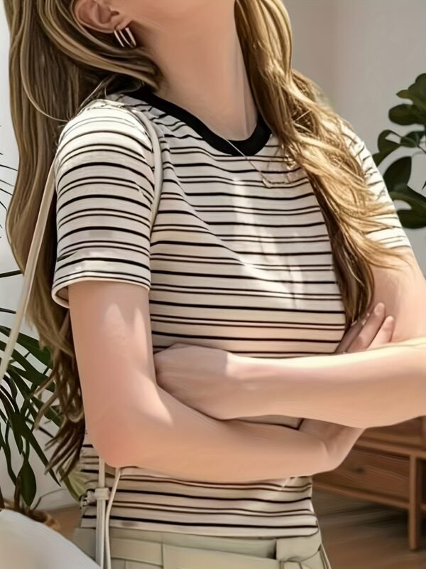 7cbeb15a-1e94-4584-9e6e-c98d3e804ed0.jpg Fashionable Striped Short-Sleeve Women'S T-Shirt