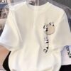 Trendy Panda Print Tee – Cute Round Neck Summer Casual Top