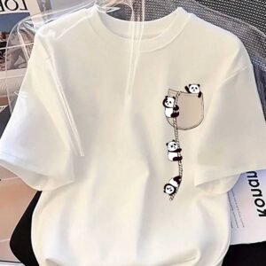 81916d7c-a78c-4a4b-974d-e19f46e5facc.jpg Trendy Panda Print Tee – Cute Round Neck Summer Casual Top
