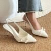 Ladies' Pointed Toe Kitten Heels with High-Heeled Sandals