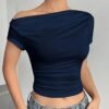 Trendy Off-Shoulder Asymmetrical Tee Stylish Women’s Casual Top