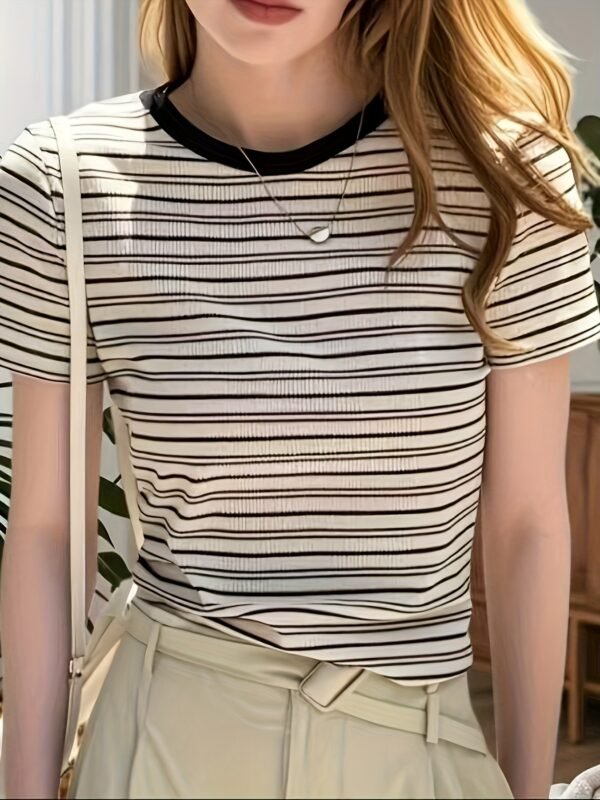 a36acc70-b2c0-4fb0-8447-ca9cf7230a14.jpg Fashionable Striped Short-Sleeve Women'S T-Shirt