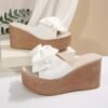 a69caa85-73e9-4626-9b0f-cde733453e4e.jpg Bow Wedge Slippers Women’s Elegant Casual Slip-On Sandals