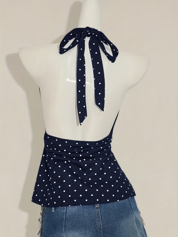 b333d414-6593-40a1-a312-b8cc3c7a4796.jpg Women'S Polka Dot Print Ruffled Low-Plunge V-Neck Short Cami