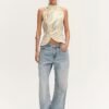 Linen-Feel Backless Halter Top Slim Fit Sleeveless Summer Chic