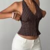 New Fashion Women's Striped Halter Neck Tank Top