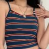 Women'S Short Rainbow Stripe Square Neck Camisole Crop Top