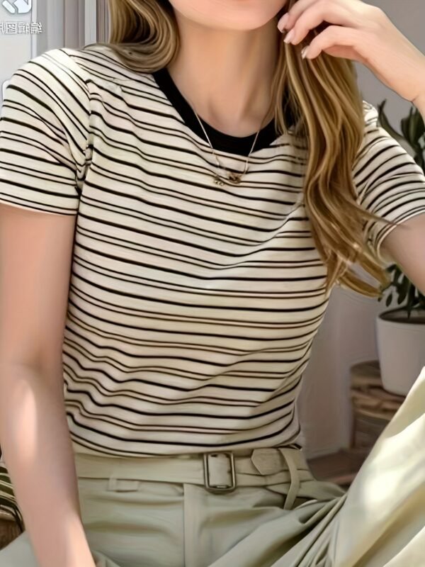 cc3e2e84-174d-4bf0-8078-a36497e72ff8.jpg Fashionable Striped Short-Sleeve Women'S T-Shirt