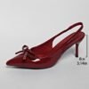 Elegant Women'S Pointed High Heels with a Bow Decoration in Red