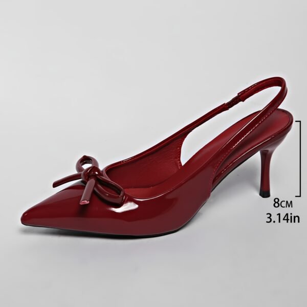 Elegant Women'S Pointed High Heels with a Bow Decoration in Red