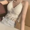 Women's Bohemian Fringe Backless Lapel Collar Outerwear