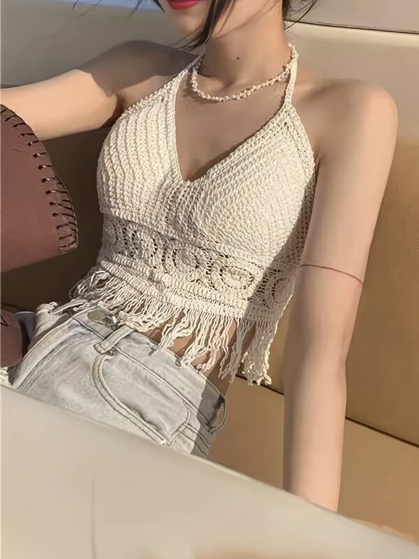 Women's Bohemian Fringe Backless Lapel Collar Outerwear