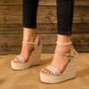 Woven Rope Wedge Sandals Boho Summer Platform Heels