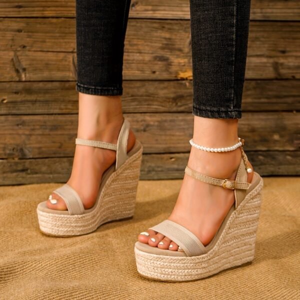 Woven Rope Wedge Sandals Boho Summer Platform Heels