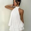 fa855f1c-29a3-458f-9a1e-36c7990764f0.jpg Elegant White Halter Neck Dress Minimalist Chic Summer Dress