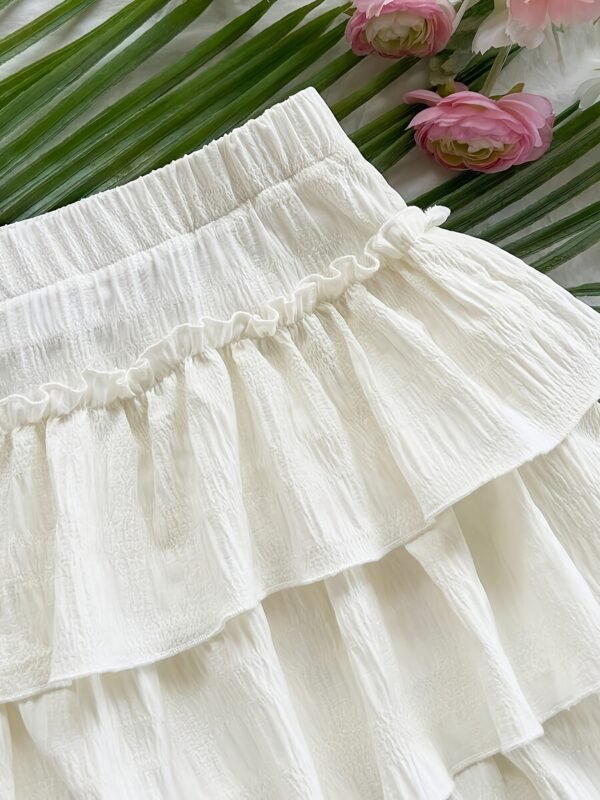 fa87a6ad-2b68-47ea-87b5-c2926b1de49a.jpg Casual Ruffled Mini Skirt Solid Color Feminine Bottom